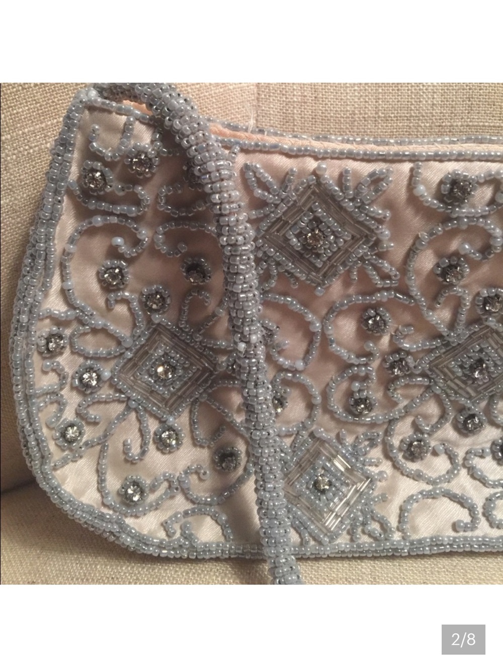 Preston & York Vintage Silver Beaded & Embellished Evening Clutch Handbag - Picture 2 of 13